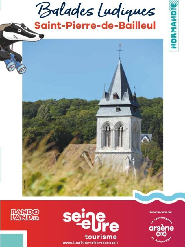 champs et église de Saint-Pierre-de-bailleul pour la couverture de la brochure de Randoland en Seine-Eure